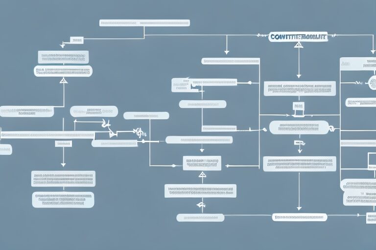 An intricate flowchart depicting the stages of contract management in procurement